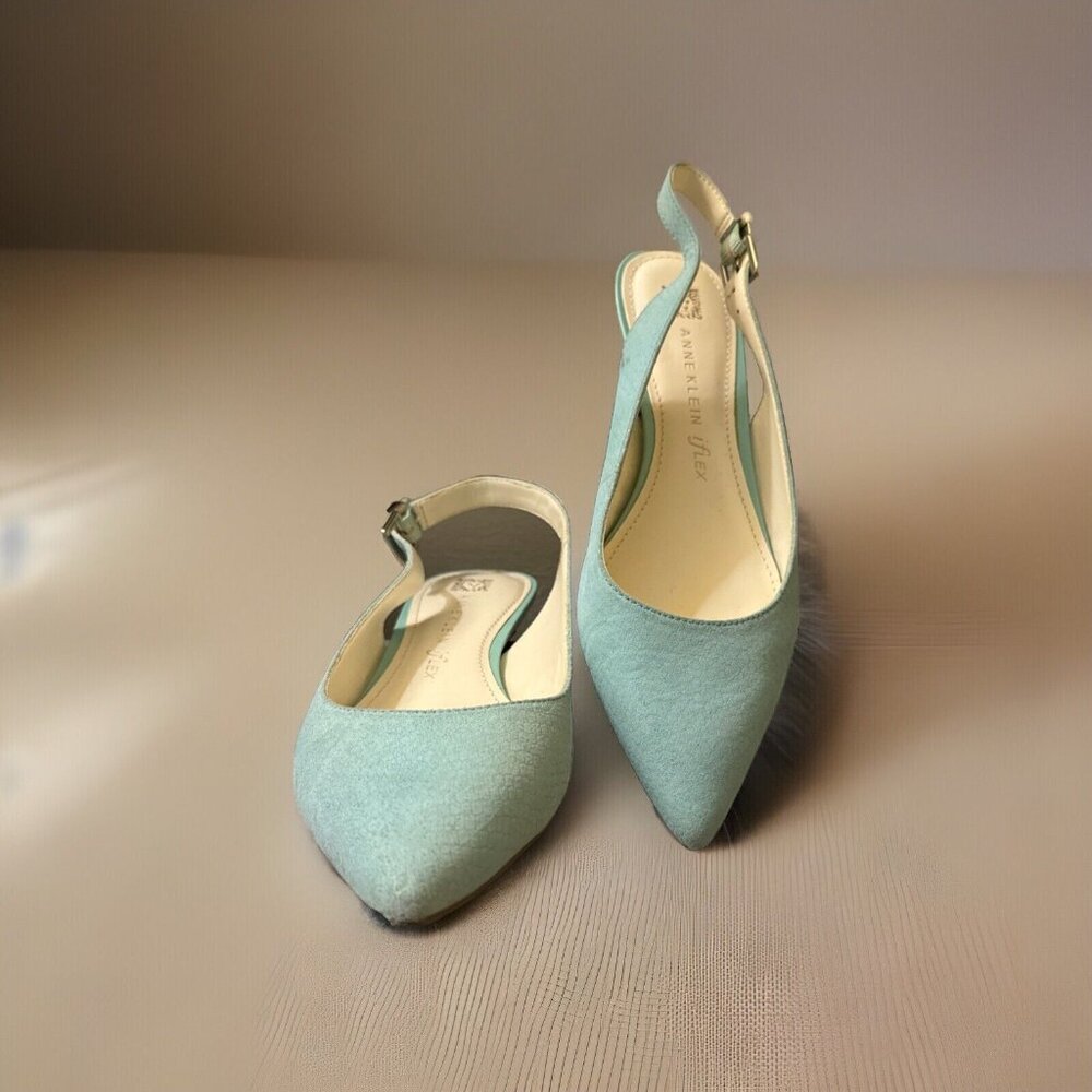 Anne Klein Mint Green Pointed Toe Slingback Heels - Picture 2 of 16